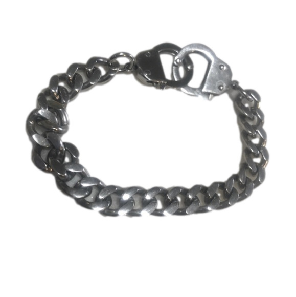 𝅺handcuffs Silver Tone Chain Bracelet Working Hinges Approx 7.5” - Picture 1 of 4